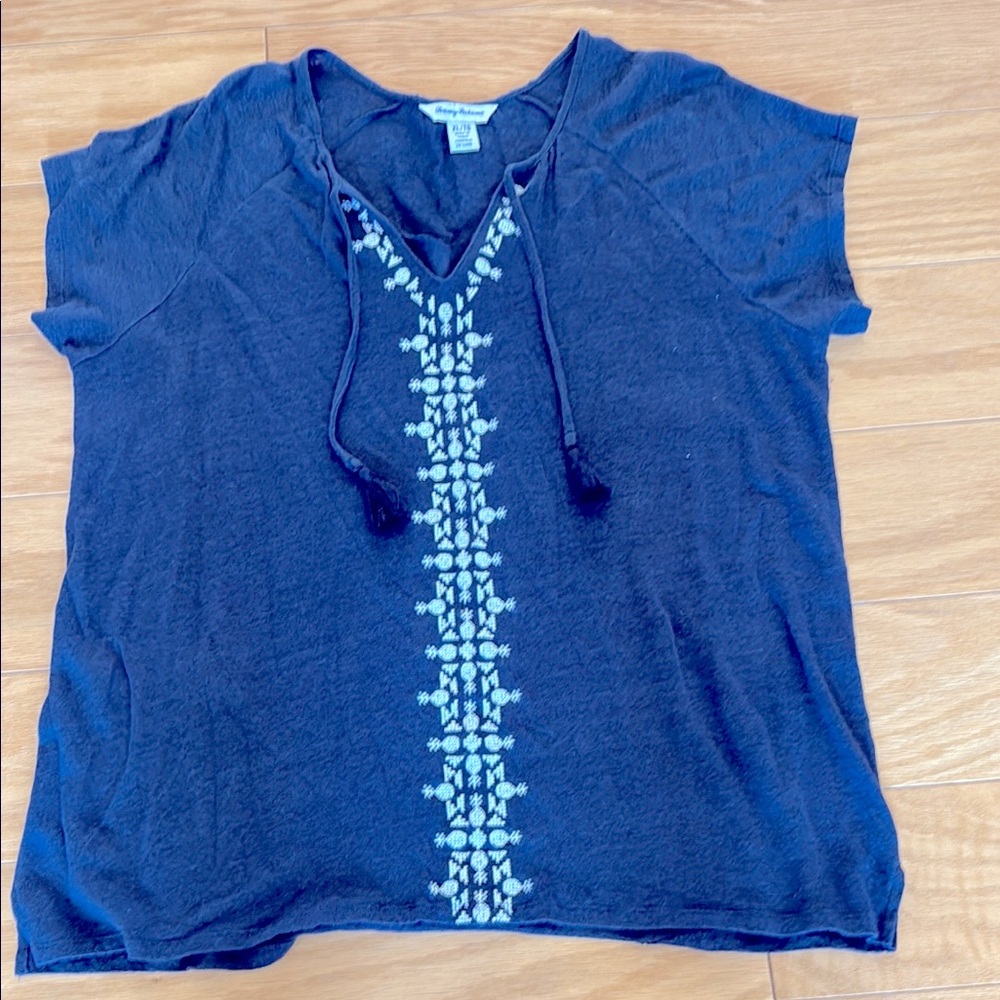 Women's Blue Embroidered Top